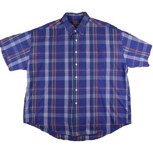 VTG Purple 2XL Plaid Short Sleeve Shirt Buckingham